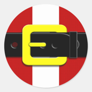 Santa Claus Belt Red Yellow and White Ronde Sticker