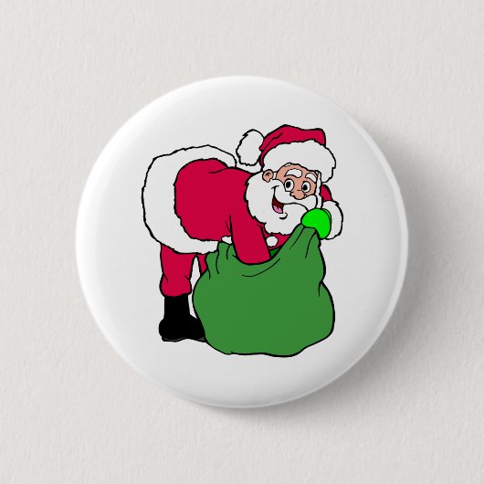 Santa Claus bereikt in pack Ronde Button 5,7 Cm (Voorkant)