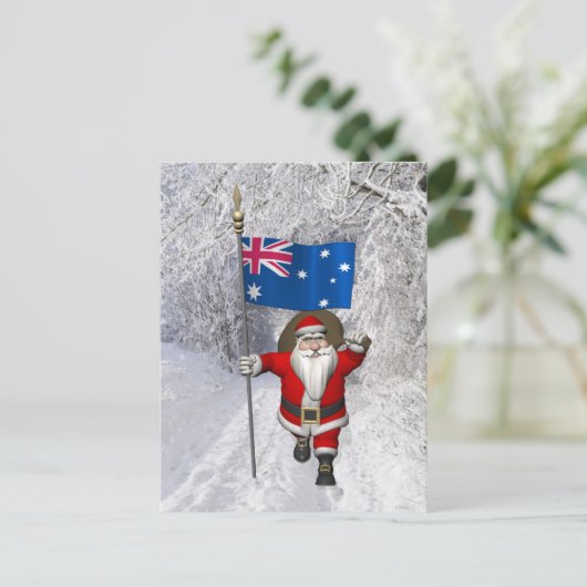Santa Claus Bezoekend Australië Briefkaart (Staand voorkant)