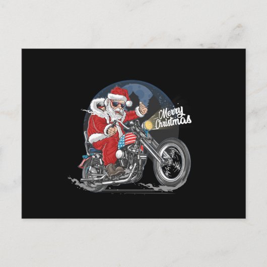 Santa Claus Biker US Flag Motorcycle Christmas Gif Briefkaart (Voorkant)