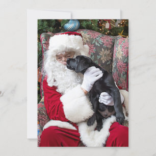 Santa Claus Black Lab Puppy Dog Labrador Kerstmis Feestdagenkaart