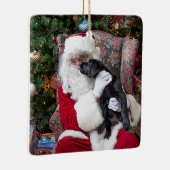 Santa Claus Black Labrador-kerstpop Keramisch Ornament (Rechts)