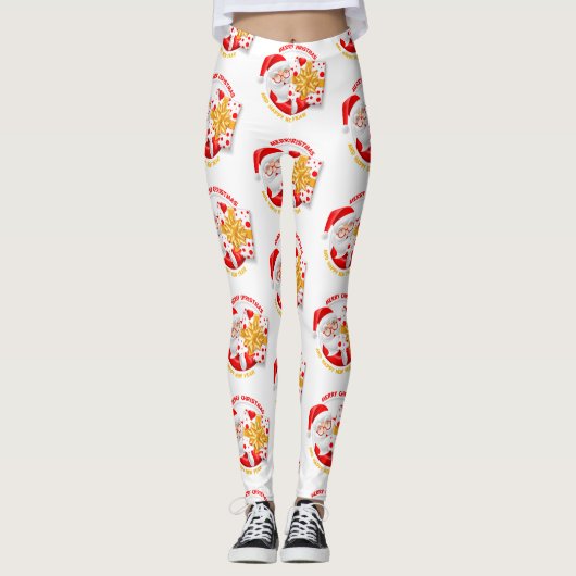 Santa Claus blij leggings nieuw jaar (Voorkant)