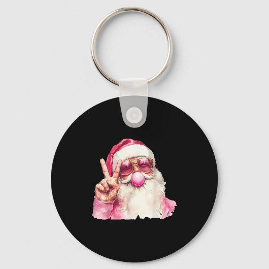 Santa Claus Blowing Bubble Gum Nk Sungles Christma Sleutelhanger (Voorkant)