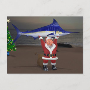 Santa Claus Blue Marlin Briefkaart