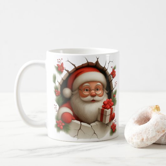 Santa Claus Breakthrough Christmas Mug (Avec donut)