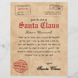 Santa Claus Brief van Santa Printable