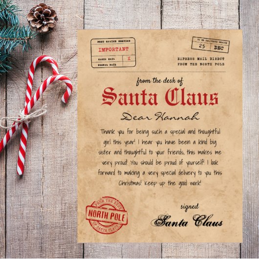 Santa Claus Brief van Santa  Printable