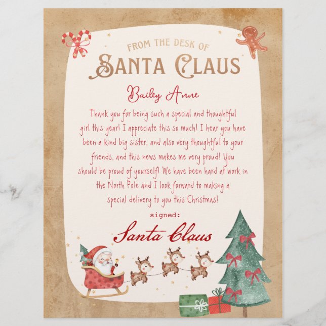 Santa Claus Brief van Santa Sled Printable (Voorkant)