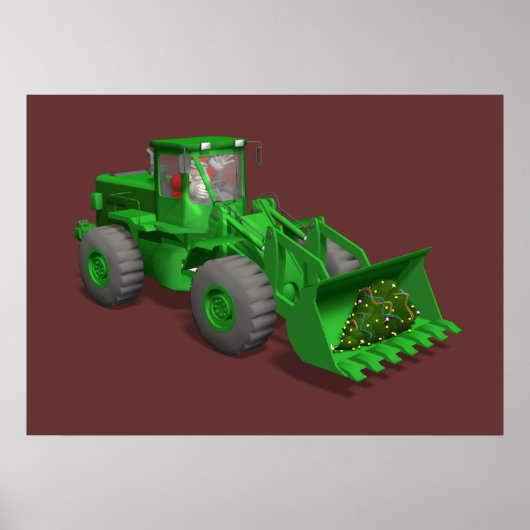 Santa Claus Bulldozer Operator Poster (Voorkant)