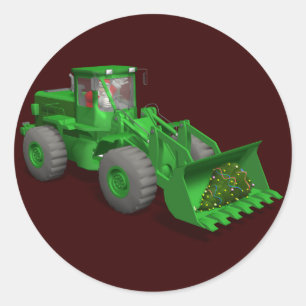 Santa Claus Bulldozer Operator Ronde Sticker