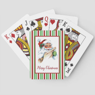 Santa Claus Candy Cane Pattern Your Greeting Pokerkaarten