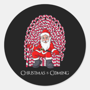 Santa Claus Candy Cane Throne kerstjongens Girls Ronde Sticker