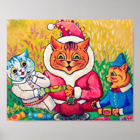 Santa Claus Cat, Louis Wain Poster (Voorkant)