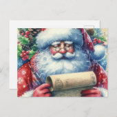 Santa Claus Checking His List Holiday  Briefkaart (Voorkant / Achterkant)