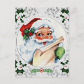 Santa Claus Checklist Snowflake Holly Lijst Briefkaart (Voorkant)