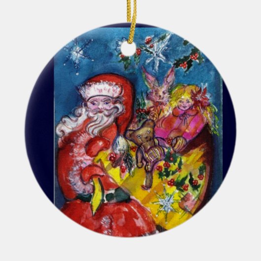 SANTA CLAUS, CHRISTMAS GIFTS EN TOYS Red Ruby Gem Keramisch Ornament (Voorkant)