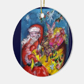 SANTA CLAUS, CHRISTMAS GIFTS EN TOYS Red Ruby Gem Keramisch Ornament (Links)