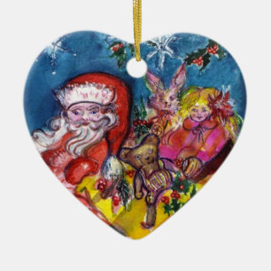 SANTA CLAUS, CHRISTMAS GIFTS, TOYAN Geel hart Keramisch Ornament