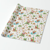 Santa Claus Christmas in July at the beach surfer Cadeaupapier (Uitgerold)