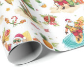 Santa Claus Christmas in July at the beach surfer Cadeaupapier (Rol Hoek)