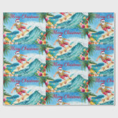 Santa Claus Christmas in July at the beach surfer Cadeaupapier (Vlak)