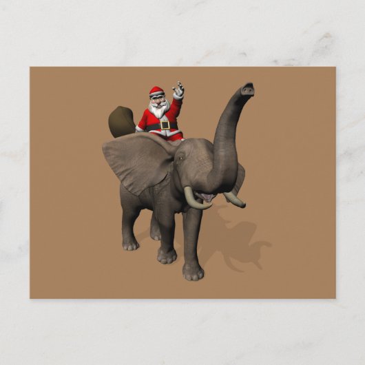 Santa Claus Circulant Sur La Carte Postale Elephan (Devant)