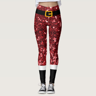Santa Claus Costume Glitter-kerstLeggings Leggings