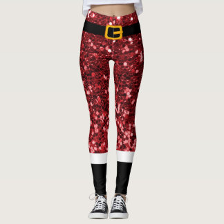 Santa Claus Costume Glitter-kerstLeggings Leggings