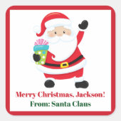 Santa Claus Custom Kinder kerstcadeau Vierkante Sticker (Voorkant)