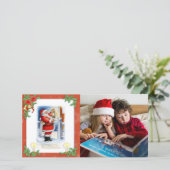 Santa Claus Custom Photo Feestdagenkaart (Staand voorkant)