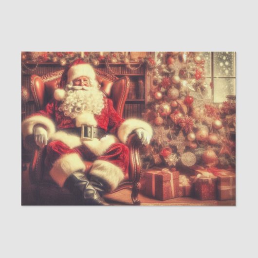 Santa Claus Decoupage Craft Tissue Paper Tissuepapier (Voorkant)