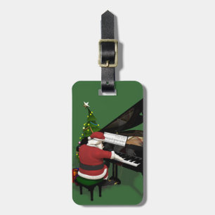 Santa Claus die Piano afspeelt Bagagelabel
