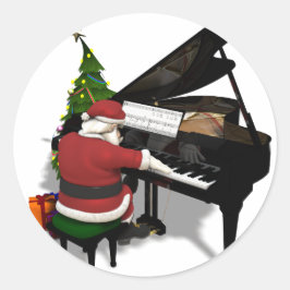Santa Claus die Piano afspeelt Ronde Sticker