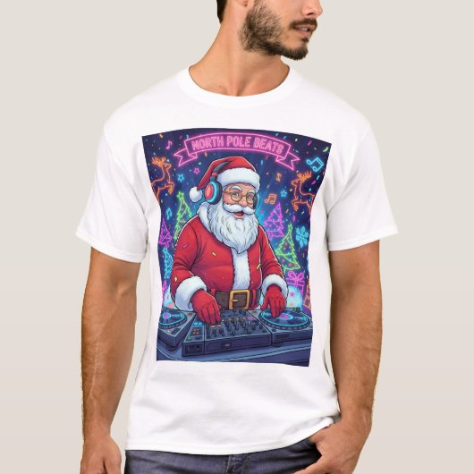 Santa Claus DJ Christmas Party T-Shirt  (Devant)