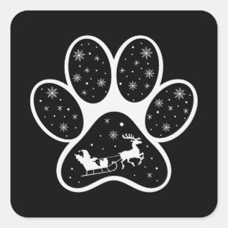 Santa Claus Dog schildert kerstcadeautjes kostuums Vierkante Sticker
