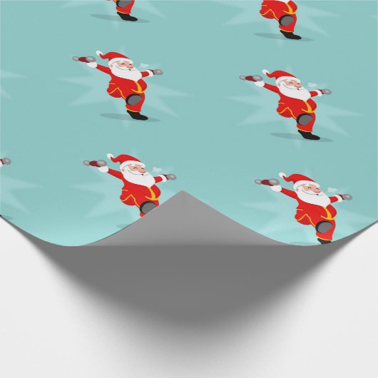 Santa Claus doing fitness exercises Cadeaupapier (Hoek)