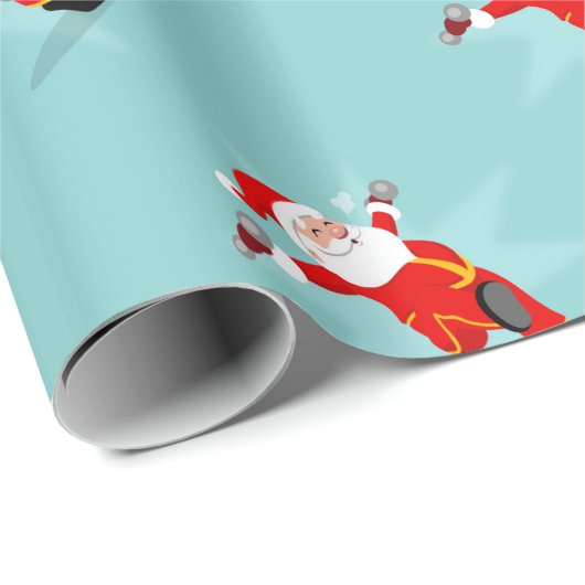 Santa Claus doing fitness exercises Cadeaupapier (Rol Hoek)