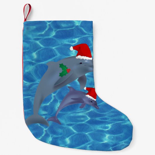 santa claus dolphins stocking kleine kerstsok (Voorkant)