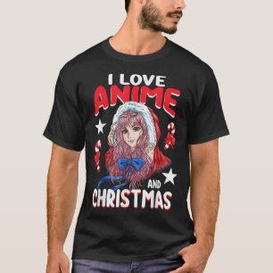 Santa Claus Dress Anime Girl Cute I Love Animals & T-shirt