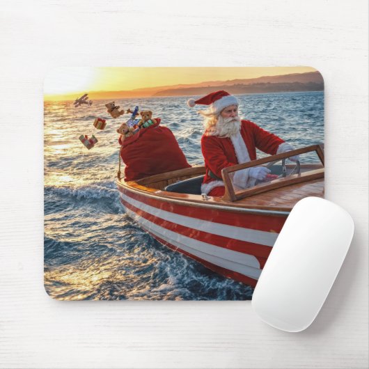 Santa Claus Driving a Speedboat Muismat (Met muis)