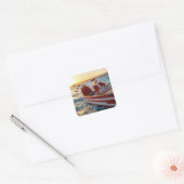 Santa Claus Driving a Speedboat Vierkante Sticker (Envelop)