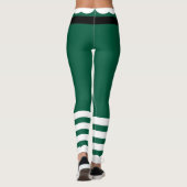 Santa Claus Elf Green & White Christmas Leggings (Dos)