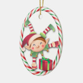 Santa Claus Elf kerstSnoep Stripe Ornament (Links)