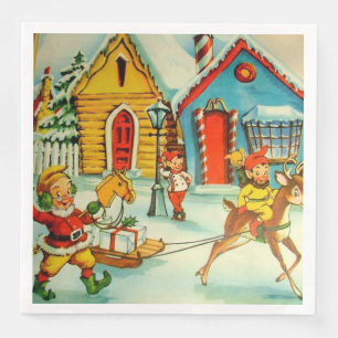 Santa Claus Elves Vintage Kerstvergelijking N Servet