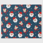 Santa Claus en Corgi Pattern Cadeaupapier (Vlak)