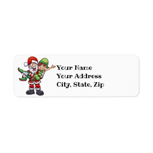 Santa Claus en Elf Etiket (Voorkant)