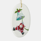 Santa Claus en kerstgebell-versiering Keramisch Ornament (Rechts)