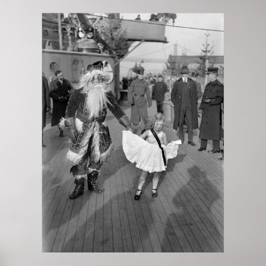 Santa Claus en Little Girl op Deck, 1925 Poster (Voorkant)