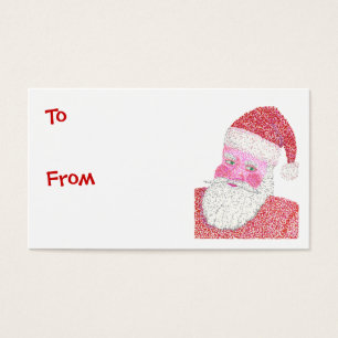 Santa Claus en Pointillisme étiquettes cadeaux de